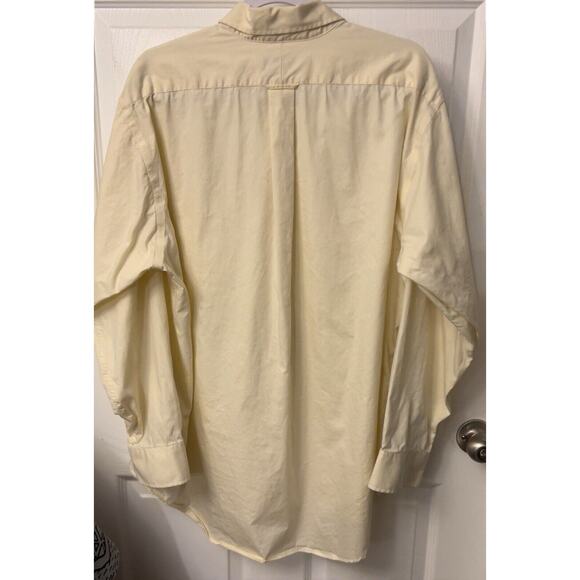 Izod 80's 2-Ply Pinpoint Dress Shirt Mens XL 17 1/2 4/35 Yellow Office Business - Picture 2 of 7